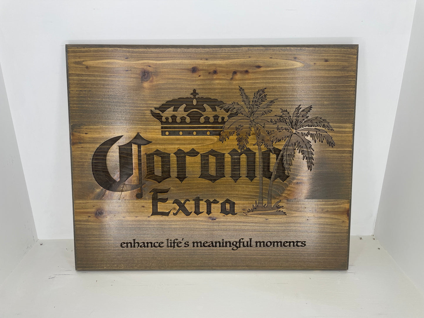 Corona Beer plaque laser engraved.