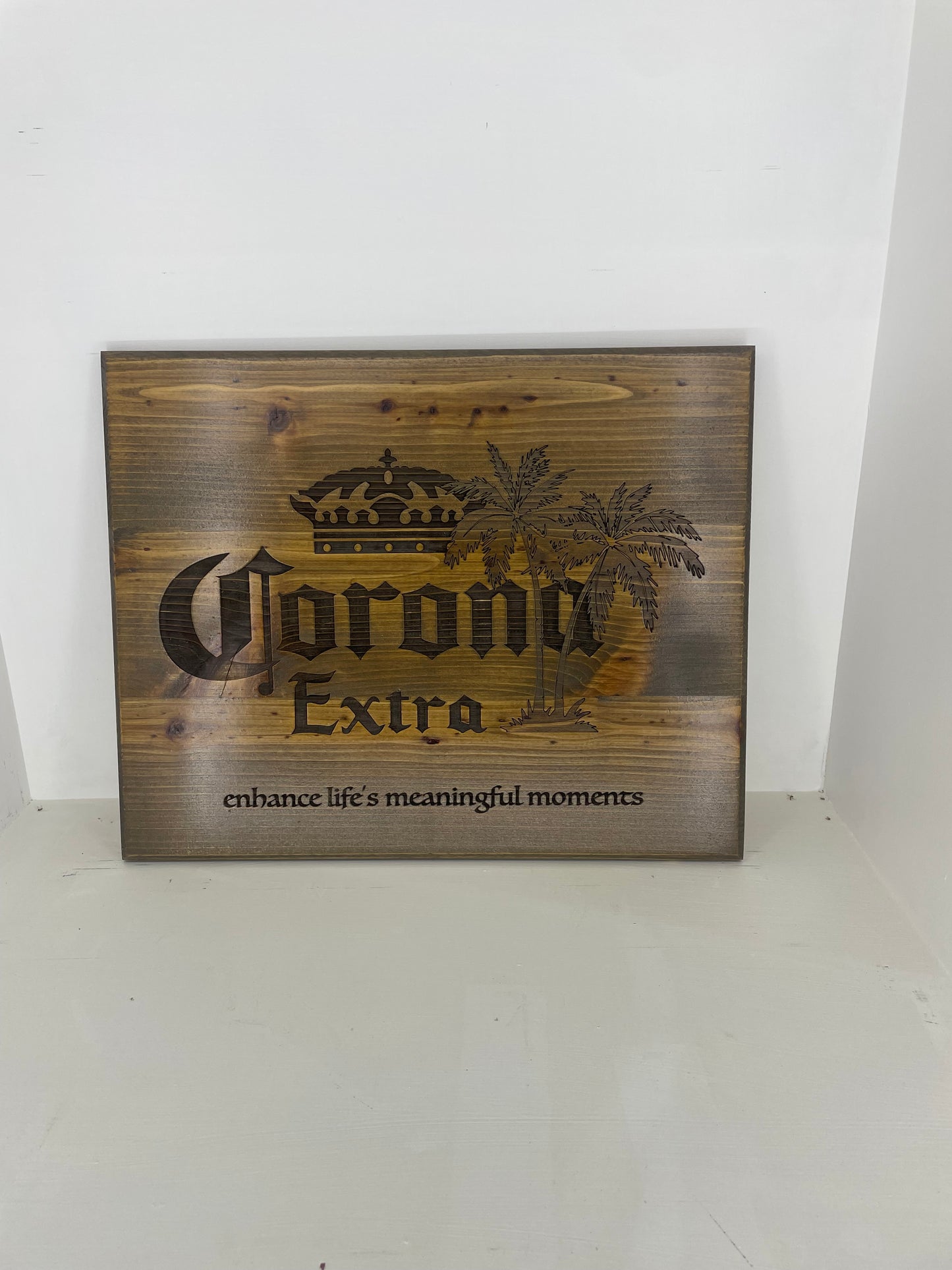 Corona Beer plaque laser engraved.