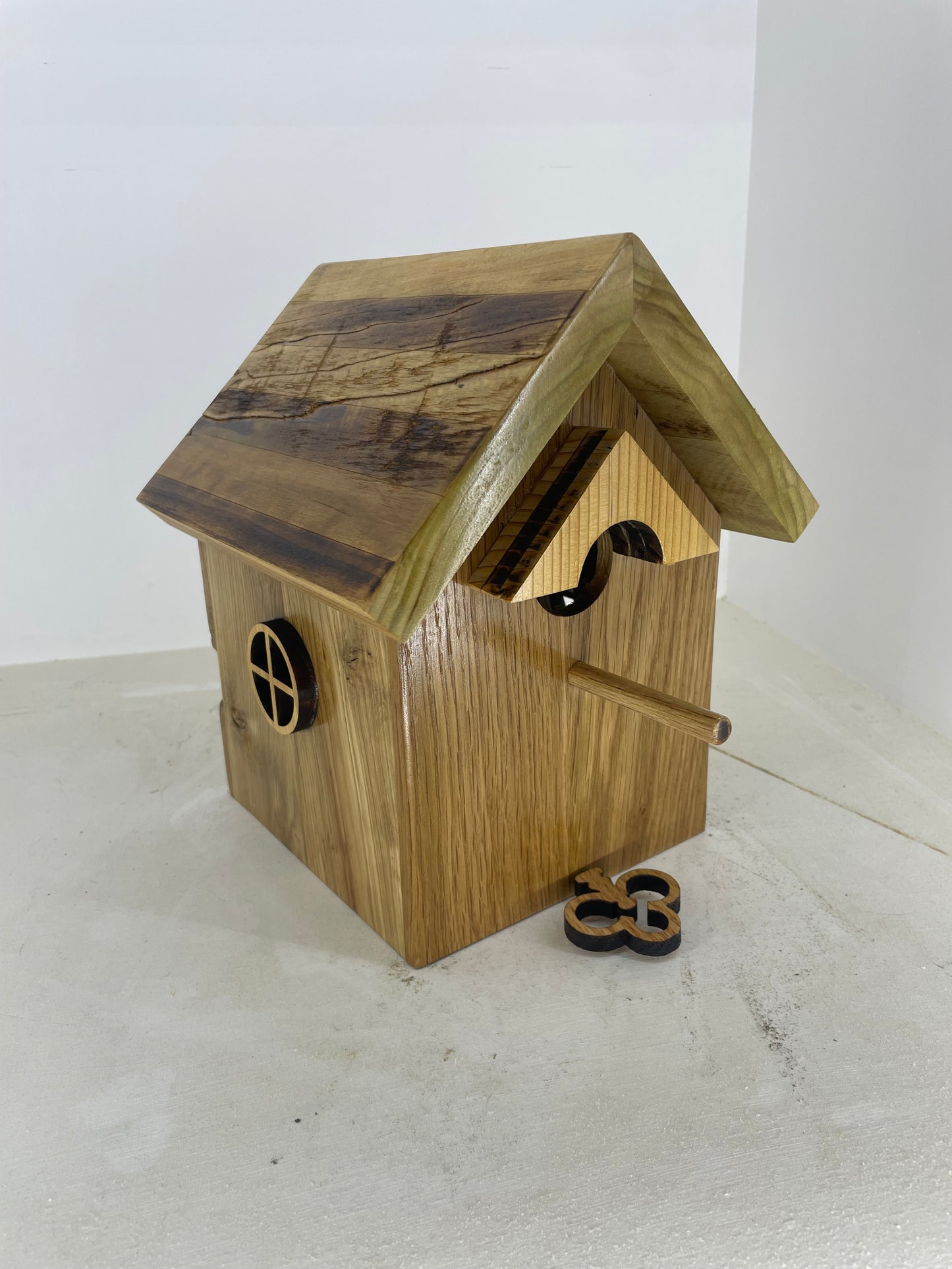 Oak and Poplar Bird House with clean out door