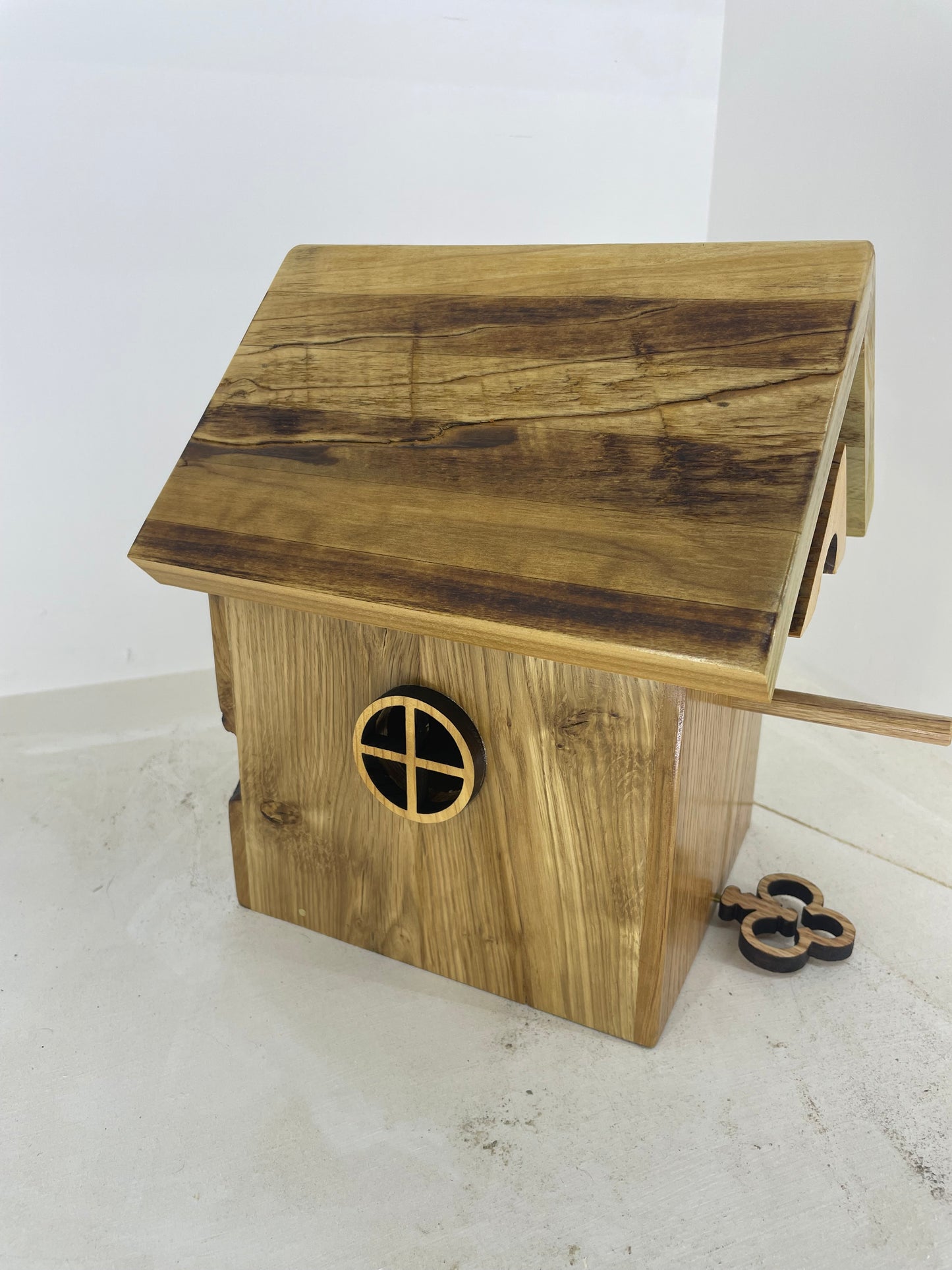 Oak and Poplar Bird House with clean out door
