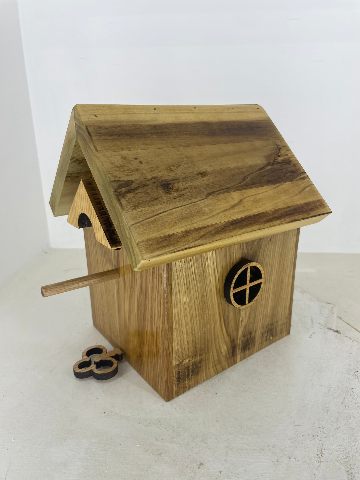 Oak and Poplar Bird House with clean out door