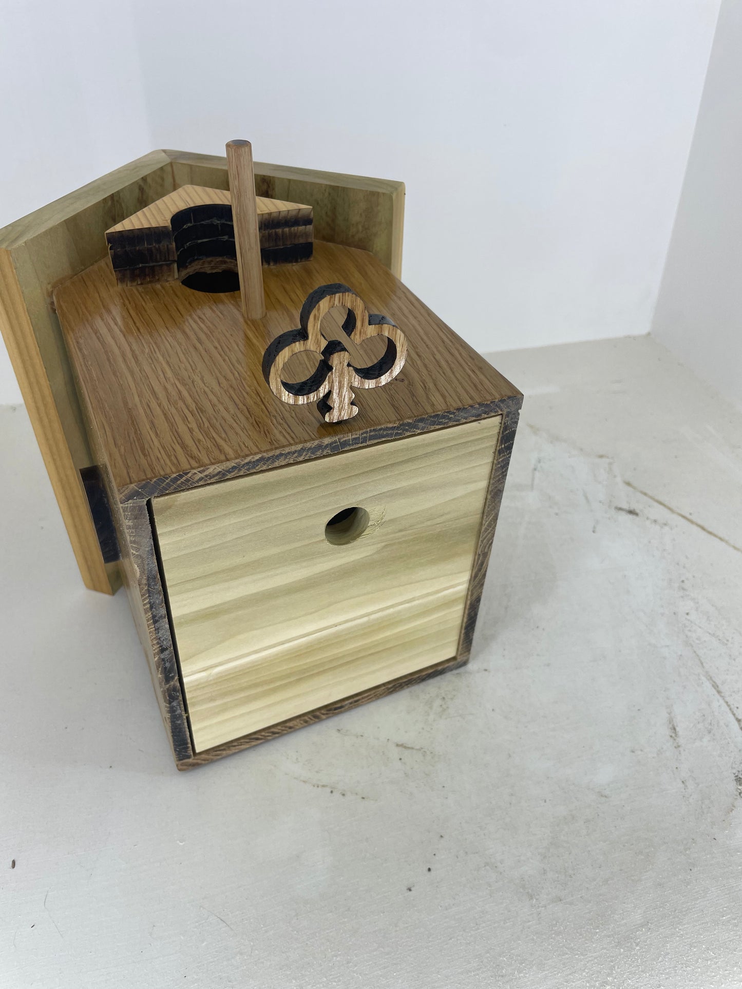 Oak and Poplar Bird House with clean out door