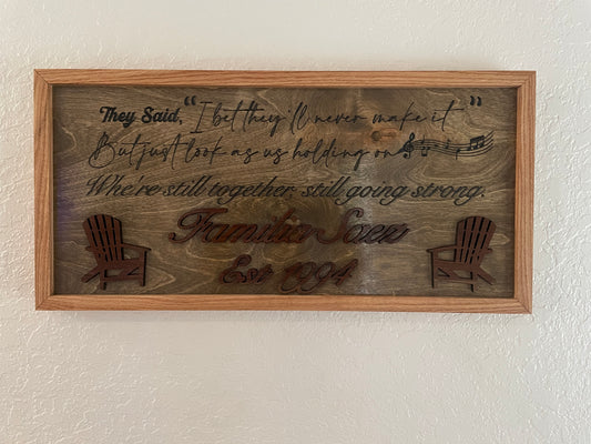 Custom order Family sign w/ Lyrics